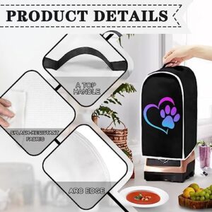 doginthehole Heart Dog Paw Print Blender Cover Dust Cover Small Kitchen Appliance Covers for Stand Mixer or Coffee Machine, Home Blender Dust Covers Food Processor Cover with Top Handle