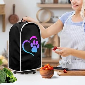 doginthehole Heart Dog Paw Print Blender Cover Dust Cover Small Kitchen Appliance Covers for Stand Mixer or Coffee Machine, Home Blender Dust Covers Food Processor Cover with Top Handle