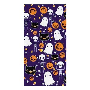 Yun Nist Kitchen Dish Towels,Halloween Cartoon Skeleton Pumpkin Navy Soft Microfiber Dish Cloths Reusable Hand Towels,Black Cat White Ghost Washable Tea Towel for Dishes Counters 1 Pack