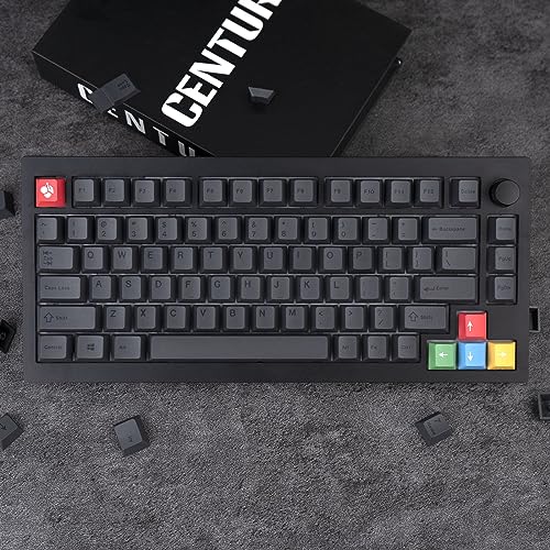 GEKUCAP 128 Keys Dark Grey Keycaps, Cherrr Profile PBT Customized Keycaps Set, Dye Sublimation Black and Grey Keycaps Fit for Any Cherry Mx Switches Gaming Mechanical Keyboard