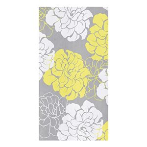 yun nist kitchen dish towels,yellow white flower lines soft microfiber dish cloths reusable hand towels,watercolor floral seamless grey washable tea towel for dishes counters 1 pack