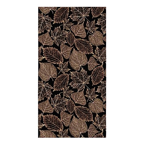 Yun Nist Kitchen Dish Towels,Fall Gold Maple Leaves Black Soft Microfiber Dish Cloths Reusable Hand Towels,Autumn Farm Plant Seamless Washable Tea Towel for Dishes Counters 1 Pack