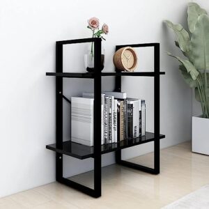 SLGSDMJ Industrial Style Open Office Bookshelf, Ladder Bookshelf, Shelving Unit, Closet Organizer, Multipurpose Storage Cabinet,2-Tier Book Cabinet Black 23.6"x11.8"x27.6" Chipboard