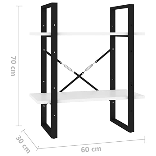 SLGSDMJ Industrial Style Open Office Bookshelf, Ladder Bookshelf, Shelving Unit, Closet Organizer, Multipurpose Storage Cabinet,2-Tier Book Cabinet White 23.6"x11.8"x27.6" Chipboard