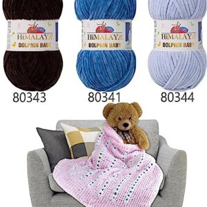 4 Pack/Skeins Himalaya Dolphin Baby, Each Skein 100 Gr/3,5 oz, 120 mt/ 132 yd, Super Bulky Yarn, Blanket Yarn, Velvet Yarn, Knitting Yarn, Amigurumi Yarn, Baby Yarn 80366