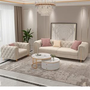 JFGJL Living Room Fabric Post- Fabric Leather Single Three-Person Sofa Combination