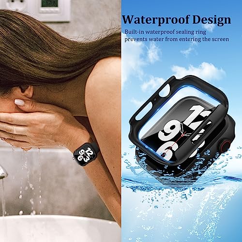 QCKANLJ [6 Pack] Waterproof Case Compatible with Apple Watch Series 6 SE Series 5 Series 4 40mm with Tempered Glass, Full Protective Hard PC Bumper Case Face Cover for iWatch 40 mm