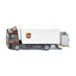 man tractor truck brown with box body and tail lift ups 1/50 diecast model by siku sk1997