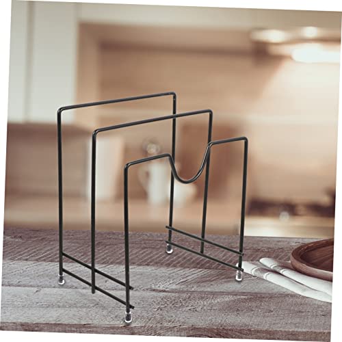 OKUMEYR Chopping Board Rack Pan Organizers Rack Baking Pan Organizer Cutting Board Stand Pot Lid Rack Pot Lid Holder for Kitchen Pot Cover Holder No Punching Storage Box Black Carbon Steel