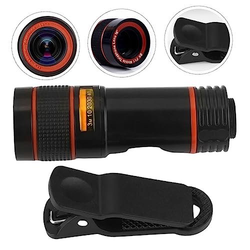 WATIIFUFU Camera Lenses 2pcs Phone Lens Smartphone Camera Lens Telephoto Lens Phone Macro Lens Phone Camera Lens Phone Lens with Clips Cell Phone Black Abs Travel Single Macro Lens