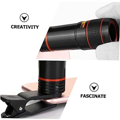 WATIIFUFU Camera Lenses 2pcs Phone Lens Smartphone Camera Lens Telephoto Lens Phone Macro Lens Phone Camera Lens Phone Lens with Clips Cell Phone Black Abs Travel Single Macro Lens