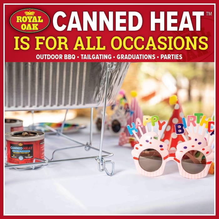 Royal Oak Canned Heat 12 Pack 6 Hour Fuel, Easy Open, Resealable, Non-Drip, for Food, Chafing Dishes, Buffet Burners, Parties, Weddings, BBQs, Small, Red