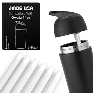 jmoe usa straws for owala 14oz flip kids water bottles | replacement plastic straw accessories | designed for owala 14 oz kid flip bottle | 6-pack includes cleaning brush | food grade & bpa free
