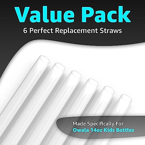 Jmoe USA Straws for Owala 14oz Flip Kids Water Bottles | Replacement Plastic Straw Accessories | Designed for Owala 14 oz Kid Flip Bottle | 6-Pack Includes Cleaning Brush | Food Grade & BPA Free