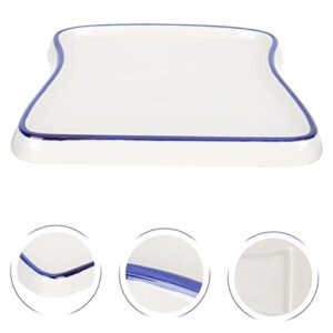 Pasta Accessories Plate Jewelry Tray Food Tray Pizza Tray Biscuit Bowl Ceramic Jewelry Tray Breakfast Food Plate Home Accessory Home Supply Fruit Salad Ceramics Bread Blue