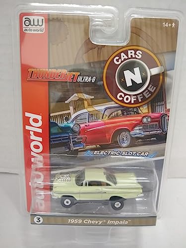 Auto World SC392-3B Cars N Coffee 1959 Impala HO Scale Electric Slot Car - Ivory