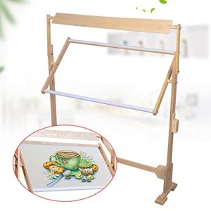 Adjustable Cross Stitch Holder Frame Rack, Wooden Embroidery Hoop Stand Angle, Adjustable Embroidery Stand, 360° Rotated Needlework Craft Floor Frame Stand Holder