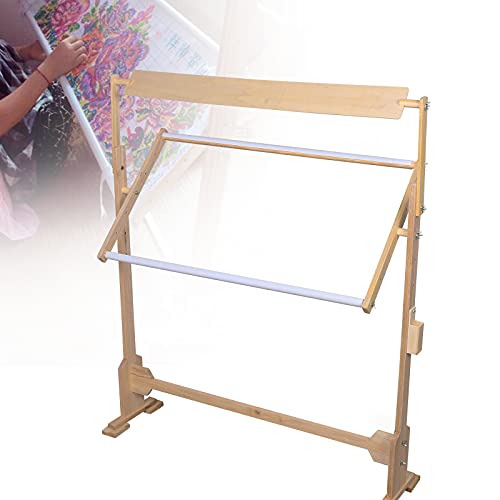 Adjustable Cross Stitch Holder Frame Rack, Wooden Embroidery Hoop Stand Angle, Adjustable Embroidery Stand, 360° Rotated Needlework Craft Floor Frame Stand Holder