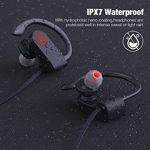 PSIER Bluetooth Headphones Wireless Earbuds IPX7 Waterproof Bluetooth 5.3 Running Headphones with 15 Hours Playtime HD Sound Earphones