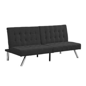 GERDIOEB Futon Sofa Bed Convertible Sleeper Sofa, Modern Futon Couch with Stainless Leg/Sturdy Wood Frame/Convertible Lounge Chair Single Bed, Futon Sofa for Living Room Bedroom Dorm Office (Black)