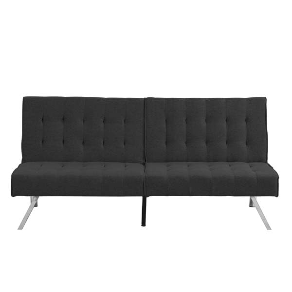 GERDIOEB Futon Sofa Bed Convertible Sleeper Sofa, Modern Futon Couch with Stainless Leg/Sturdy Wood Frame/Convertible Lounge Chair Single Bed, Futon Sofa for Living Room Bedroom Dorm Office (Black)