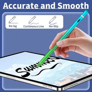 Stylus Pens for Touch Screens, Universal Fine Point iPad Pencil with Magnetic Cap for iPad, iPhone, Android, Tablet and Other Capacitive Touch Screen, Stylus Pen for iPad in Writing (Blue Green)