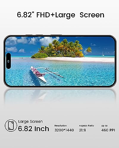 ExAchat A14 Pro Max 5G Unlocked Smartphone, 6GB+256GB Android13 Phone 6.82" FHD+ Display 120Hz 64MP Camera 6800mAh Dual SIM Unlocked Cell Phone GPS/Fingerprint/Face ID