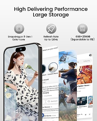 ExAchat A14 Pro Max 5G Unlocked Smartphone, 6GB+256GB Android13 Phone 6.82" FHD+ Display 120Hz 64MP Camera 6800mAh Dual SIM Unlocked Cell Phone GPS/Fingerprint/Face ID