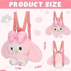 Adilymey Cute Plush Doll Backpack Kitty's Friend Plush Backpack Anime Pink Plush Bags with Adjustable Shoulder Strap with Zipper PP Cotton Material Doll Toy Gift