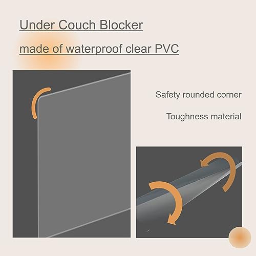 Under Couch Blocker Clear PVC Toy Blocker, Gap Bumper Blocker for Pets Adjustable and Stop Things Going to Under Sofa Couch or Bed with Strong Adhesive and Easy to Install (5 Pack)