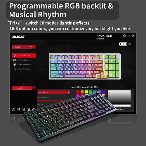 NACODEX AK992 99 Key Hot Swappable RGB Gasket Mount Keyboard | OEM PBT Side Engraved Keycaps | 4000mAh Bluetooth /2.4G /Wired PC Gaming Custom Keyboard with Volume Knob