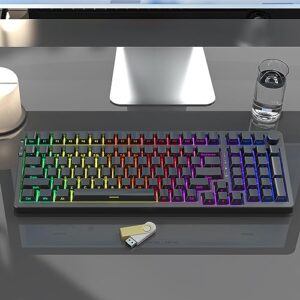 NACODEX AK992 99 Key Hot Swappable RGB Gasket Mount Keyboard | OEM PBT Side Engraved Keycaps | 4000mAh Bluetooth /2.4G /Wired PC Gaming Custom Keyboard with Volume Knob