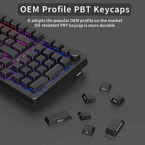 NACODEX AK992 99 Key Hot Swappable RGB Gasket Mount Keyboard | OEM PBT Side Engraved Keycaps | 4000mAh Bluetooth /2.4G /Wired PC Gaming Custom Keyboard with Volume Knob