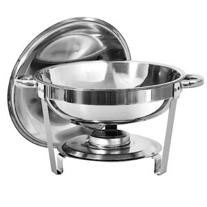 PRIJESSE Chafing Dish Buffet Set 5 QT Stainless Steel Round Buffet Servers and Warmers, Chaffing Servers with Covers, Catering, Chafer,Food Warmer for Parties Weddings (4 Pack)