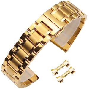niziruoup 22mm stainless steel watch band universal metal watch strap smartwatch replacement band men women fit most traditional watches, stainless steel, gold