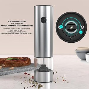 Electric Salt and Pepper Shakers 2 Set,Battery Operated Salt and Pepper Grinder Set Battery Powered with LED Light, Electric Pepper and Salt Grinder Mill & Reffiable Adjustable Coarseness