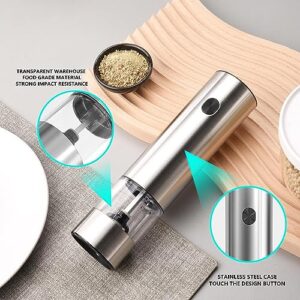 Electric Salt and Pepper Shakers 2 Set,Battery Operated Salt and Pepper Grinder Set Battery Powered with LED Light, Electric Pepper and Salt Grinder Mill & Reffiable Adjustable Coarseness