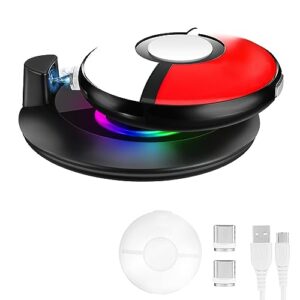 charging station compatible with pokemon go plus +, grathia rgb light charging dock and protective case for pokemon go plus +, black