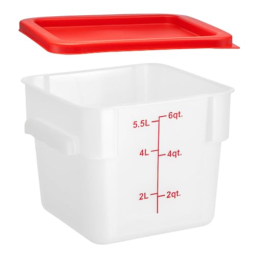 uVeans 6 pack Square Sous Vide Containers With Lids - 6 Quart Restaurant Supplies Food Containers - 3 Containers and 3 Lids Food Service