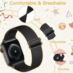 Laband Nylon Band Compatible with Kids Apple Watch Ultra Series 8 7 6 5 4 3 SE SE2,Soft Loop Strap for iWatch Boy Girl Small Wrist(Black+White+Light Grey).