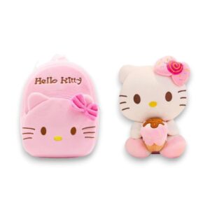 Hoky’s Hut 2pc Cute Mini Plush Backpack & Kawaii Cat Plush Toy & Mini Plush Cartoon Backpack, Kawaii Cartoon Plush (Magenta)