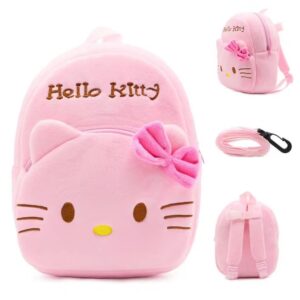 Hoky’s Hut 2pc Cute Mini Plush Backpack & Kawaii Cat Plush Toy & Mini Plush Cartoon Backpack, Kawaii Cartoon Plush (Magenta)