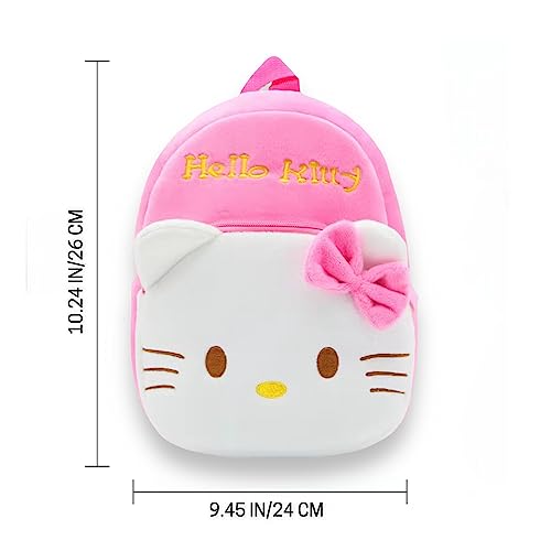 Hoky’s Hut 2pc Cute Mini Plush Backpack & Kawaii Cat Plush Toy & Mini Plush Cartoon Backpack, Kawaii Cartoon Plush (Magenta)