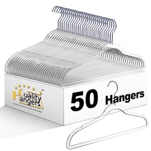 quality hangers clear plastic hangers for clothes | 50 pack - heavy duty hangers space saving crystal clear acrylic hangers | 360 degree swivel hook and notches | 17.5 inch (clear, 50)