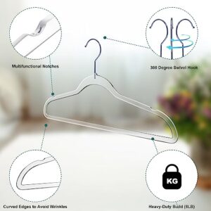 Quality Hangers Clear Plastic Hangers for Clothes | 50 Pack - Heavy Duty Hangers Space Saving Crystal Clear Acrylic Hangers | 360 Degree Swivel Hook and Notches | 17.5 Inch (Clear, 50)