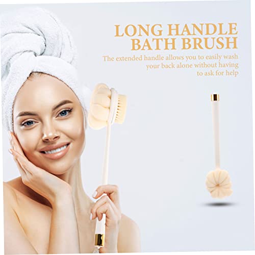 Hemoton Long Handle Bath Brush Bath Back Brush Body Loofah Body Scrub Sponge Dry Brush Back Scrub Brush Shower Loofah on a Stick or White Bath Brushes for Shower Dual-Sided Bath Brush Soft