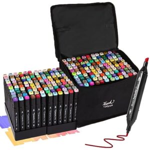 hyrrt 120 colors dual tips alcohol markers, art markers pens with pen holder, permanent sketch markers set for kids adults coloring,painting, sketching, illustrations