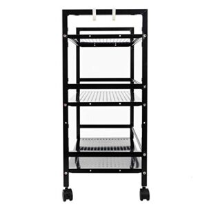 Black Rolling Storage Cart Utility Cart with Wheels Multipurpose Mobile Utility Storage Cart for Living Room Bathroom Kitchen Office Carts & Stands Utility Carts 60 x 32 x 75cm (L x W x H)