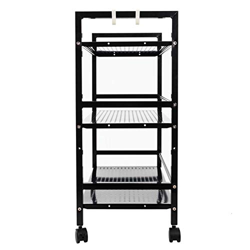 Black Rolling Storage Cart Utility Cart with Wheels Multipurpose Mobile Utility Storage Cart for Living Room Bathroom Kitchen Office Carts & Stands Utility Carts 60 x 32 x 75cm (L x W x H)