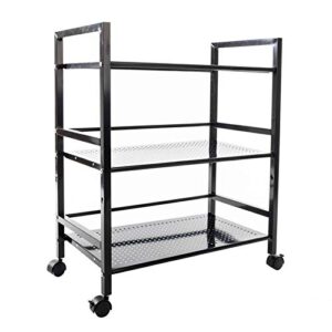 Black Rolling Storage Cart Utility Cart with Wheels Multipurpose Mobile Utility Storage Cart for Living Room Bathroom Kitchen Office Carts & Stands Utility Carts 60 x 32 x 75cm (L x W x H)